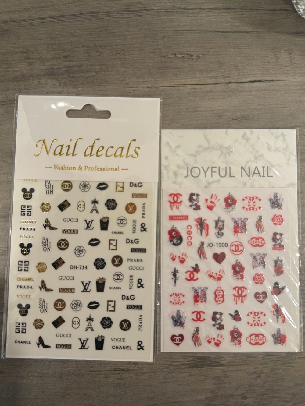 Nail Decals Set with Black & Red Accents